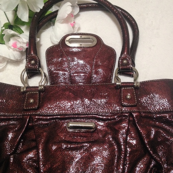 NUOVEDIVE Italian BRONZE BROWN Shiny Genuine LEATHER SHOULDER BAG - Picture 5 of 15